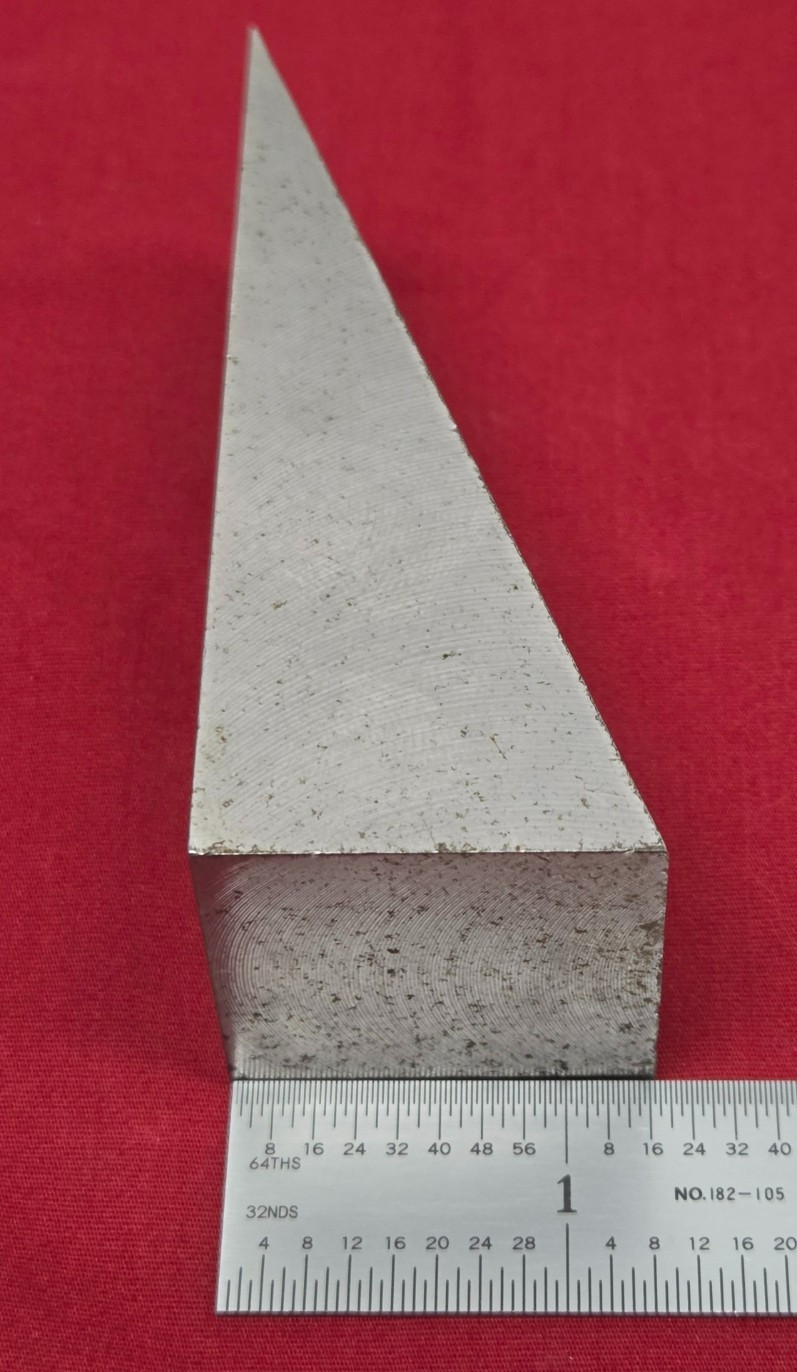 D2 Tool Steel Wedge Billet 3.345″ L x 1.26″ Thick – 12 Oz