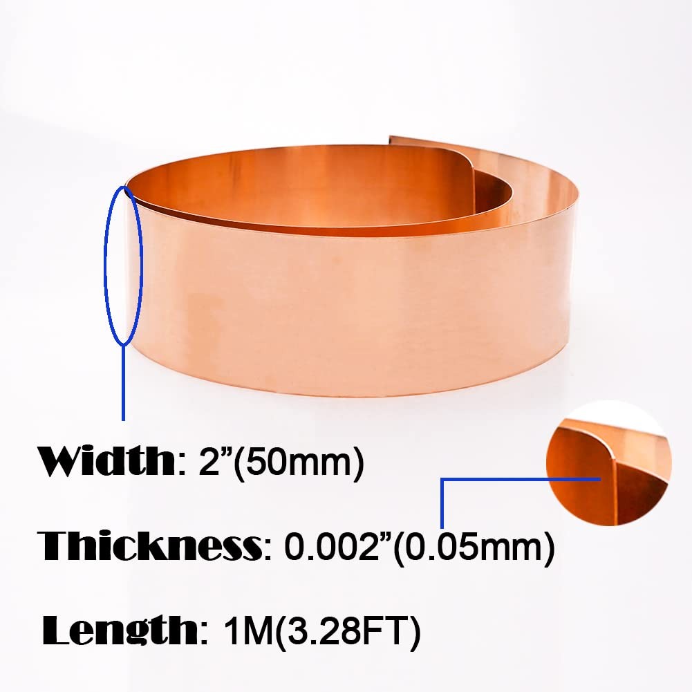 Copper Metal Foil Roll 0.05mm × 50mm × 1000mm Copper Sheet Copper Strip