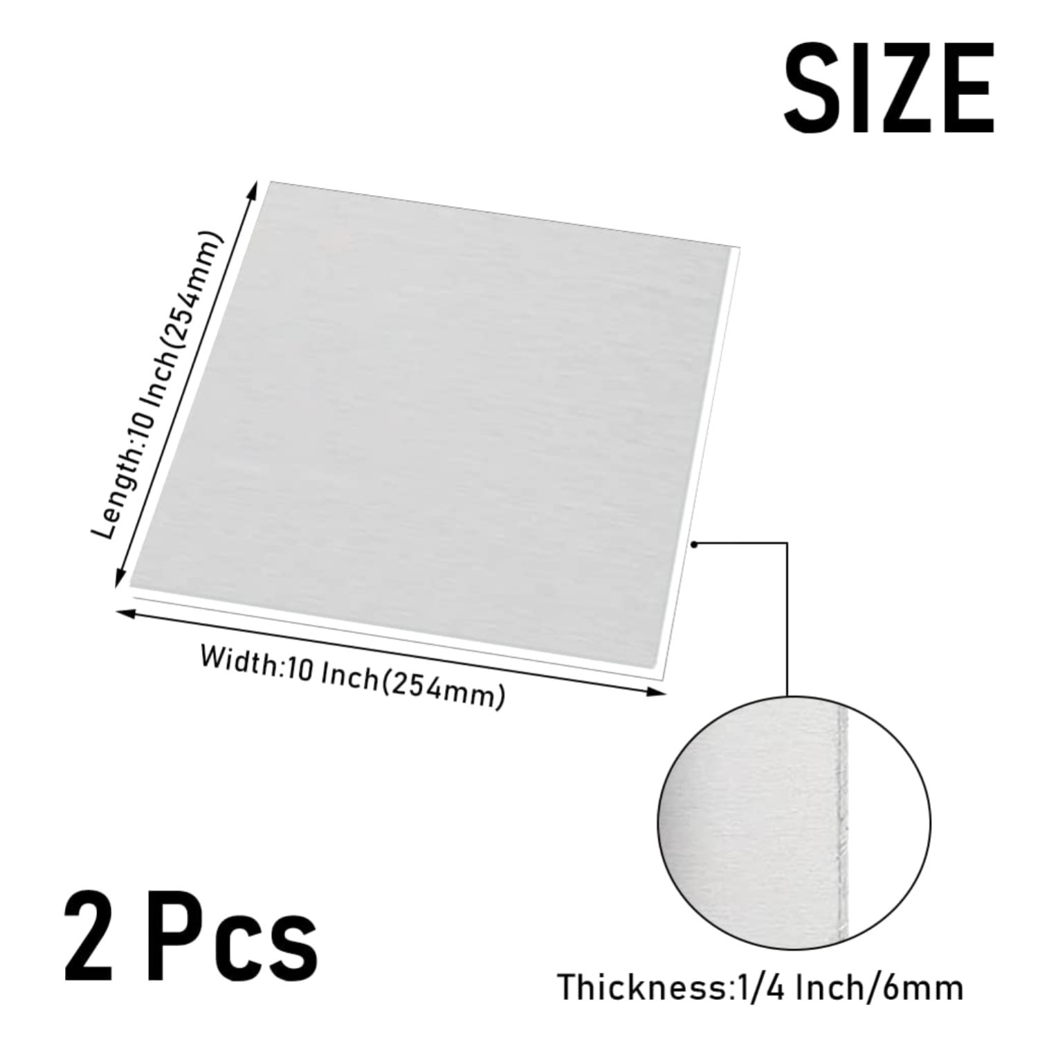 Aluminum Flat Sheet Metal 1/4″ x 10″x10″ – 2 Pack