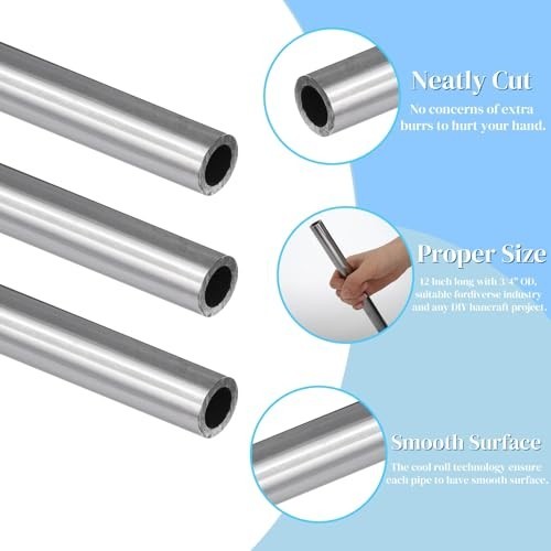 6 Pack 3/4″ OD Steel Tubing, Seamless Round Pipe, Weldable Metal Tube, 12″ Lengt