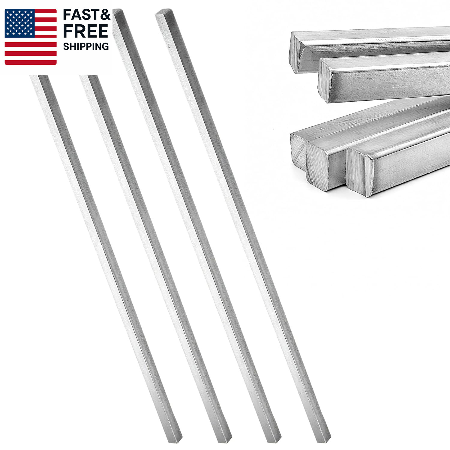 4 Pcs 1/4″ X 1/4″ X 12″ Square Steel Key Stock, Cold-Drawn Stainless Steel Bar