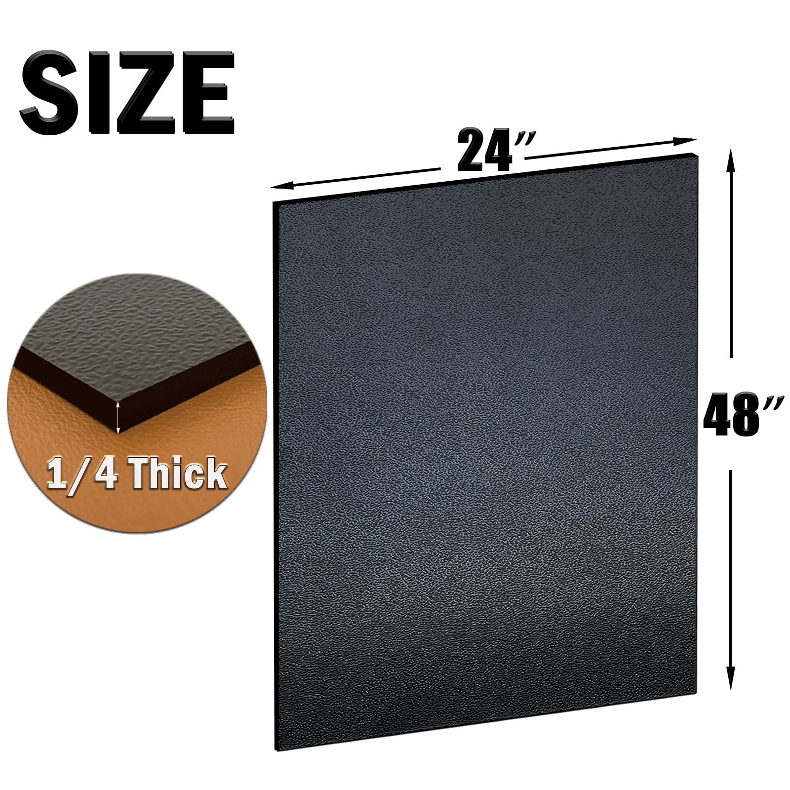 ABS Plastic Sheet 1/4 Inch Thick 24″ x 48″ (2-Pack)，Black Rigid Moldable