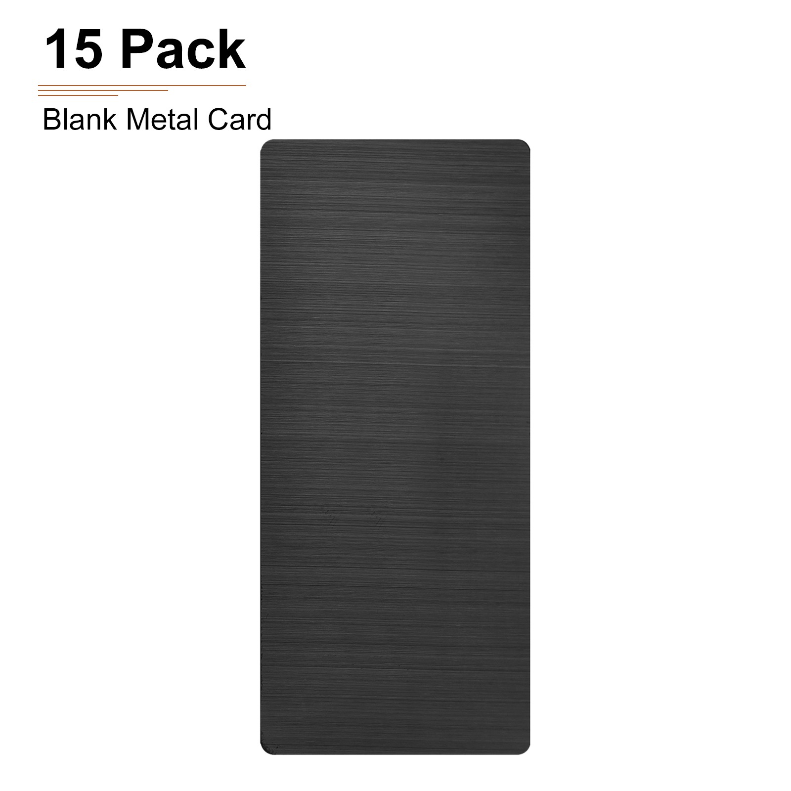 15Pack 50x22x0.4mm Blank Metal Card 201 Stainless Steel Name Cards Dark Grey