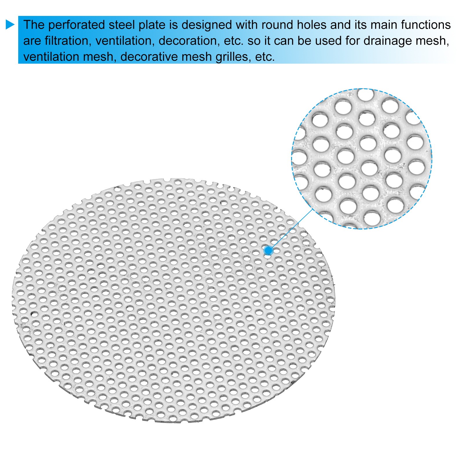 3″ 304 Stainless Steel Perforated Sheet, 2Pcs 0.06″ Hole Metal Mesh Plate
