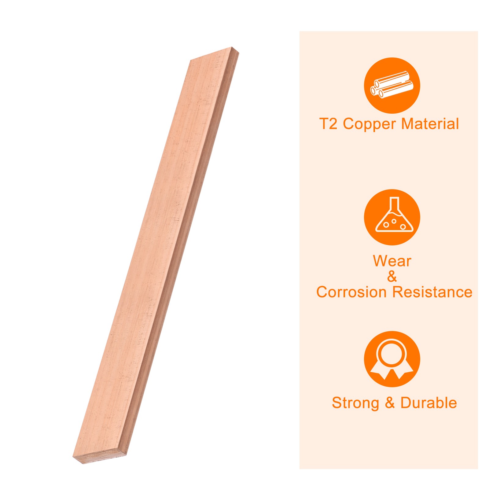 Copper Flat Bar 1/4″ Thickness x 1″ Width x 8″ Length Copper Bar Stock