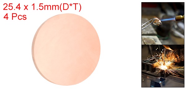 4 Pcs 0.06″ Thick 1″ Dia Copper Round Plate C1100 Pure Copper Sheet