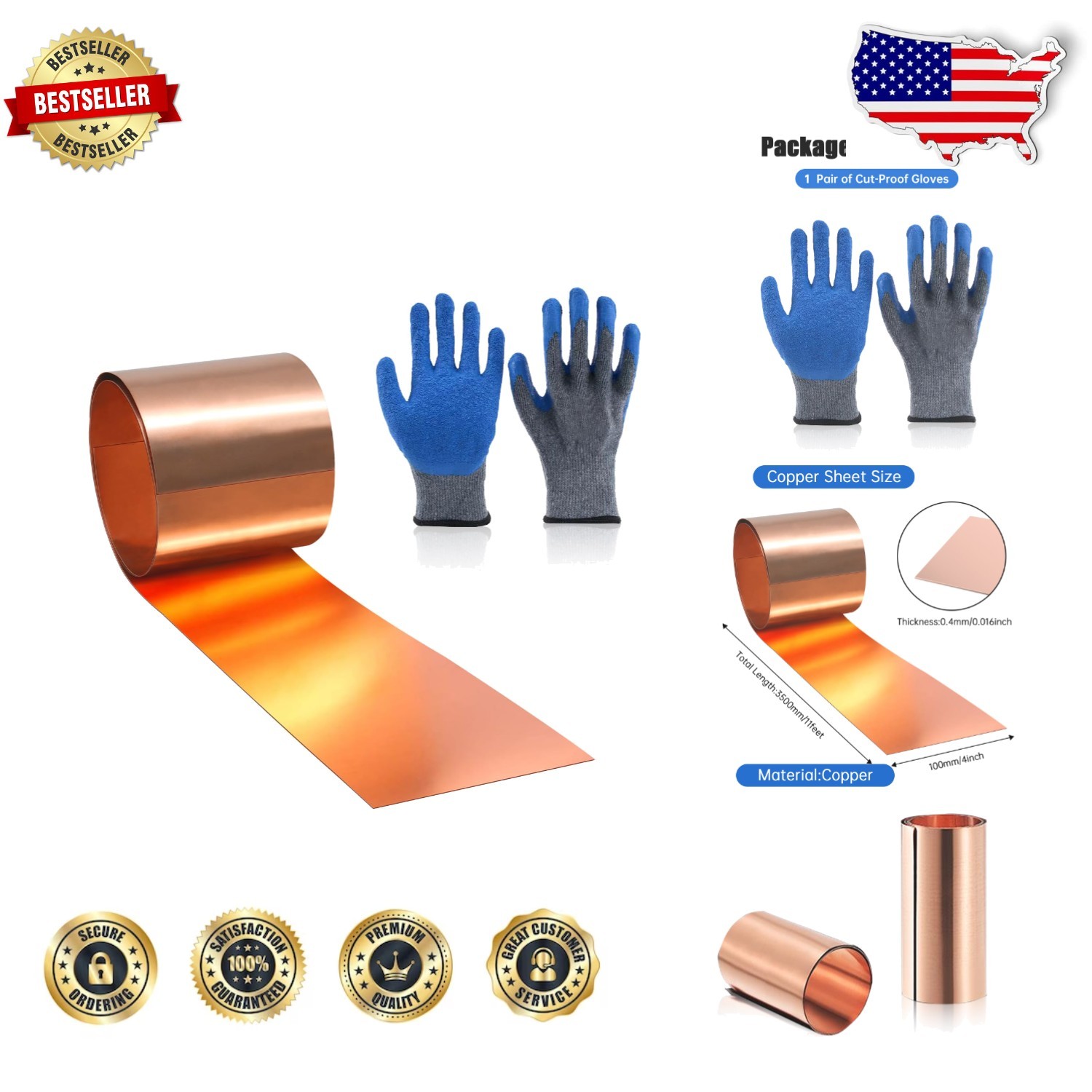 Professional Copper Flashing Roll 3500x100mm 0.4mm Thick Corrosion Resistant