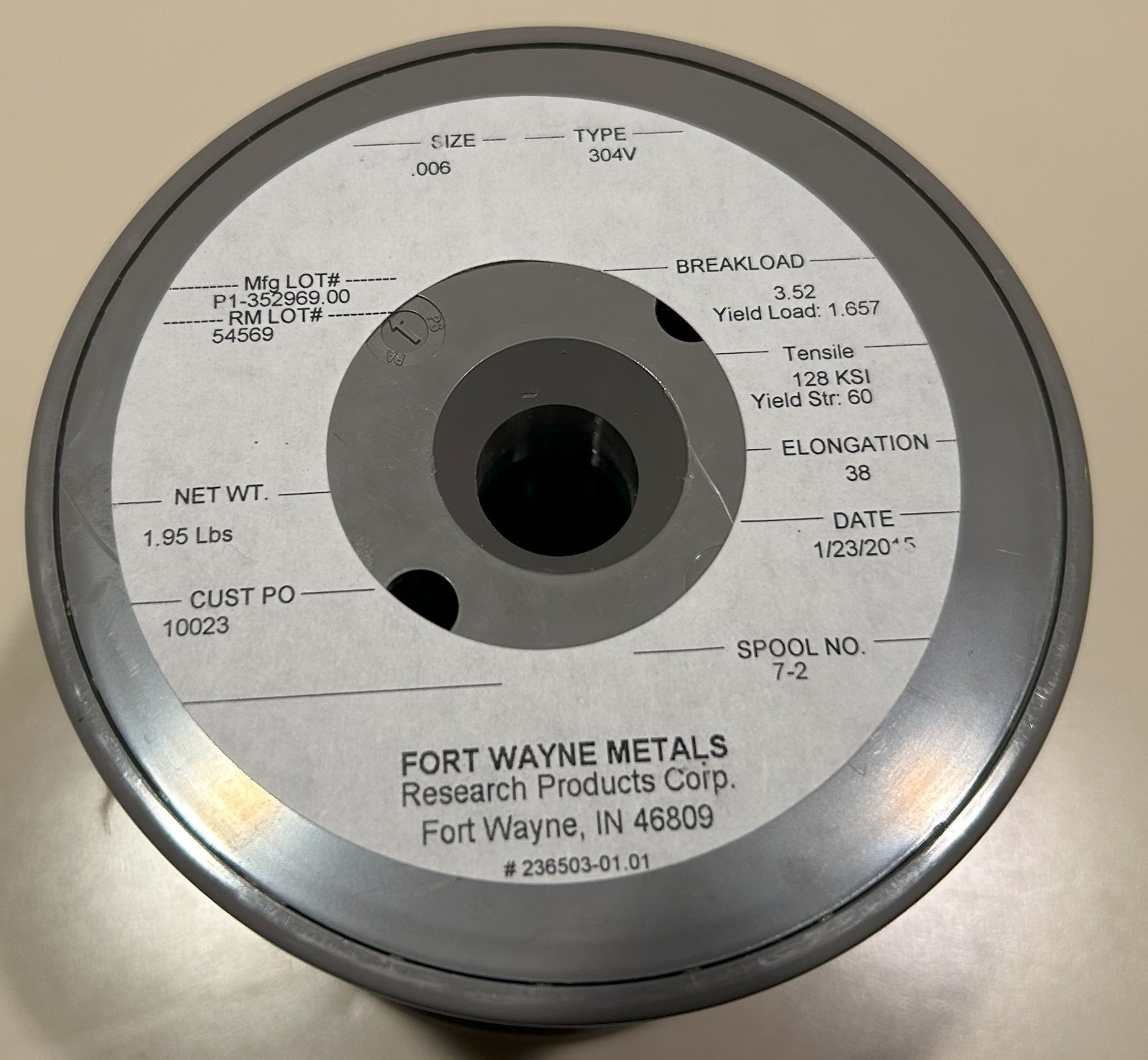 Fort Wayne Metals 304V Stainless Steel Wire 0.006″ (20,385 feet)