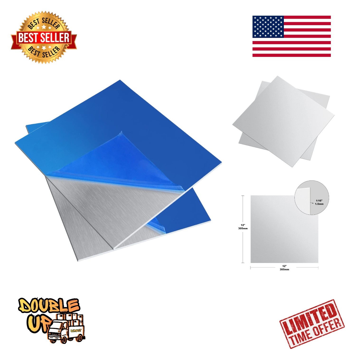 Durable 6061 T651 Aluminum Plate Set 12x12x1/16 – Ideal for Crafts & Fabrication