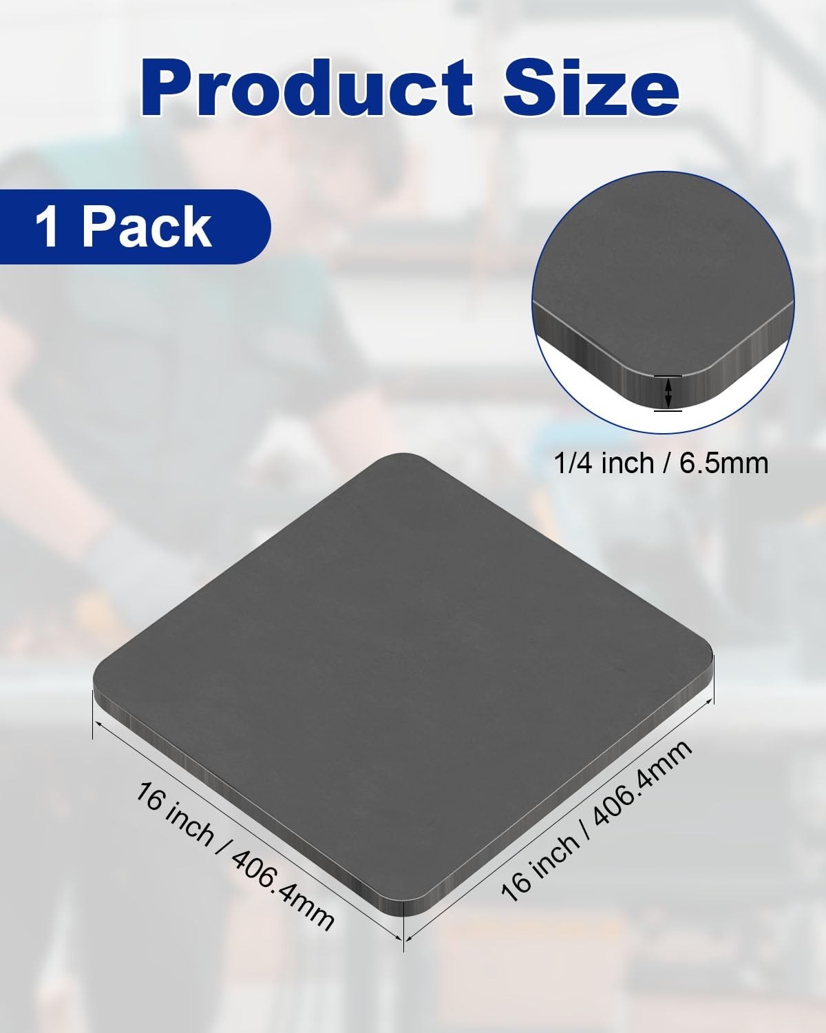 16x16x1/4″ A36 Hot Rolled Steel Plate – Metal Square for Construction, Welding,
