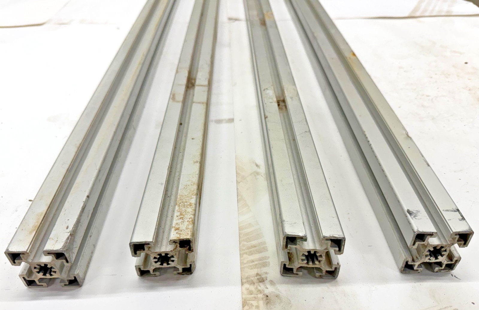 80/20 45MM ASST LENGTHS, 45-4545, (LOT OF 4), 63-1/8″ TO 68-1/4″, 4-OPEN SLOTS