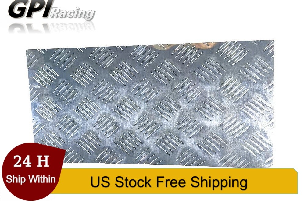 1Pc 10″x20″ Silver Aluminum 5 Bar Tread Plate Sheet 254x508mm For Trailer RV