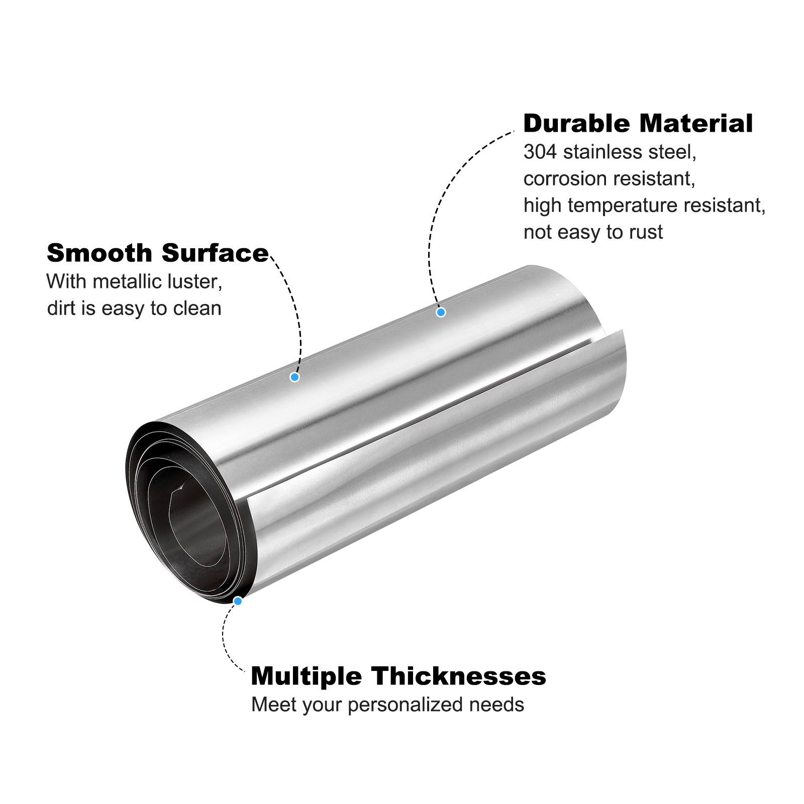 304 Stainless Steel Foil Roll 0.3mm x 150mm x 1M Polished Finish Plate