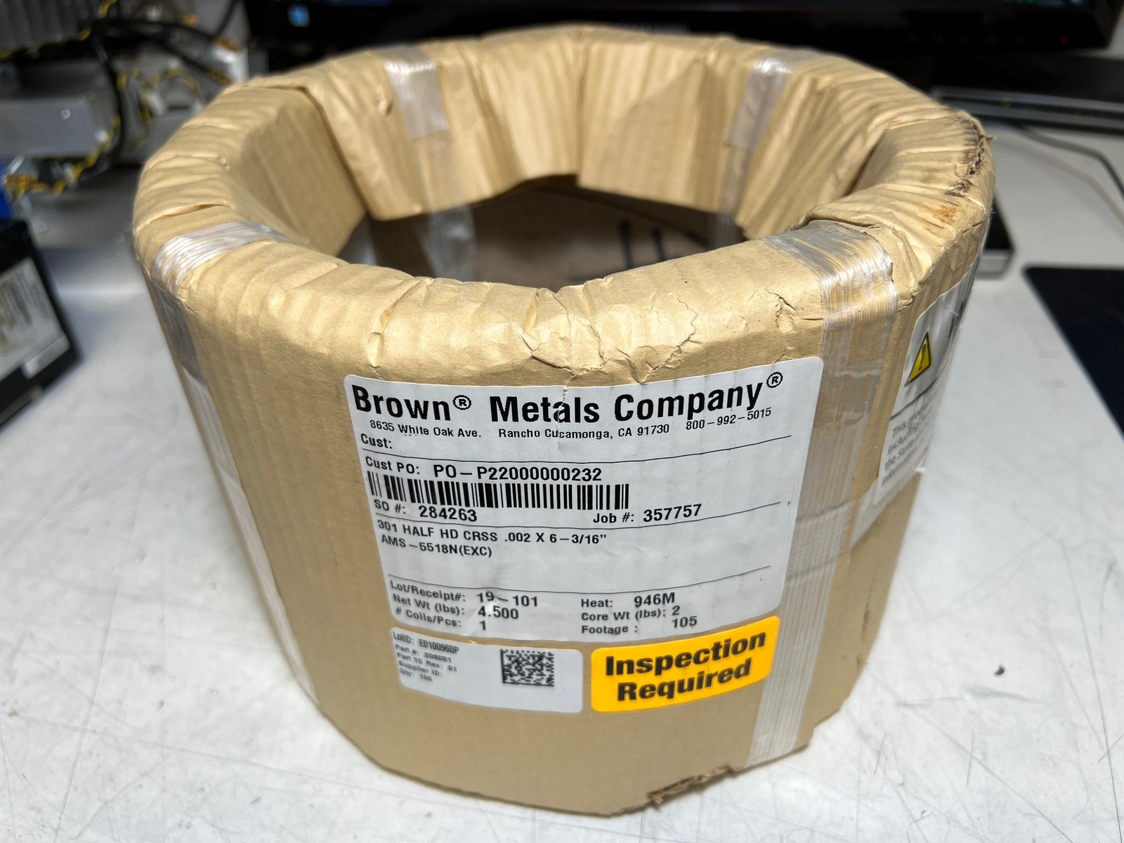 301 Stainless Steel Shim Stock .002″ 0.05mm 6 3/16″x100′ Half Hard ​Brown Metals