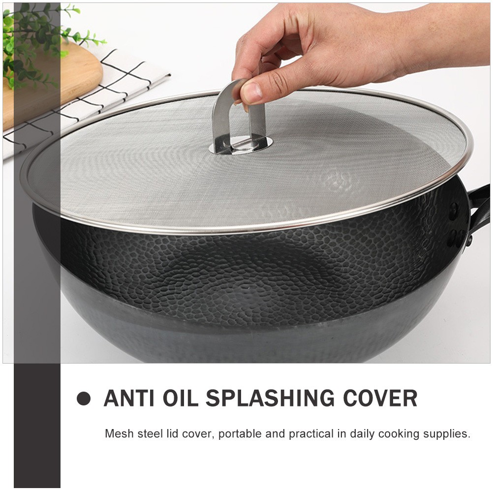 Silver Mesh Stainless Steel Pot Cover Anti Spill Lid Reusable Oil Splatter Guard