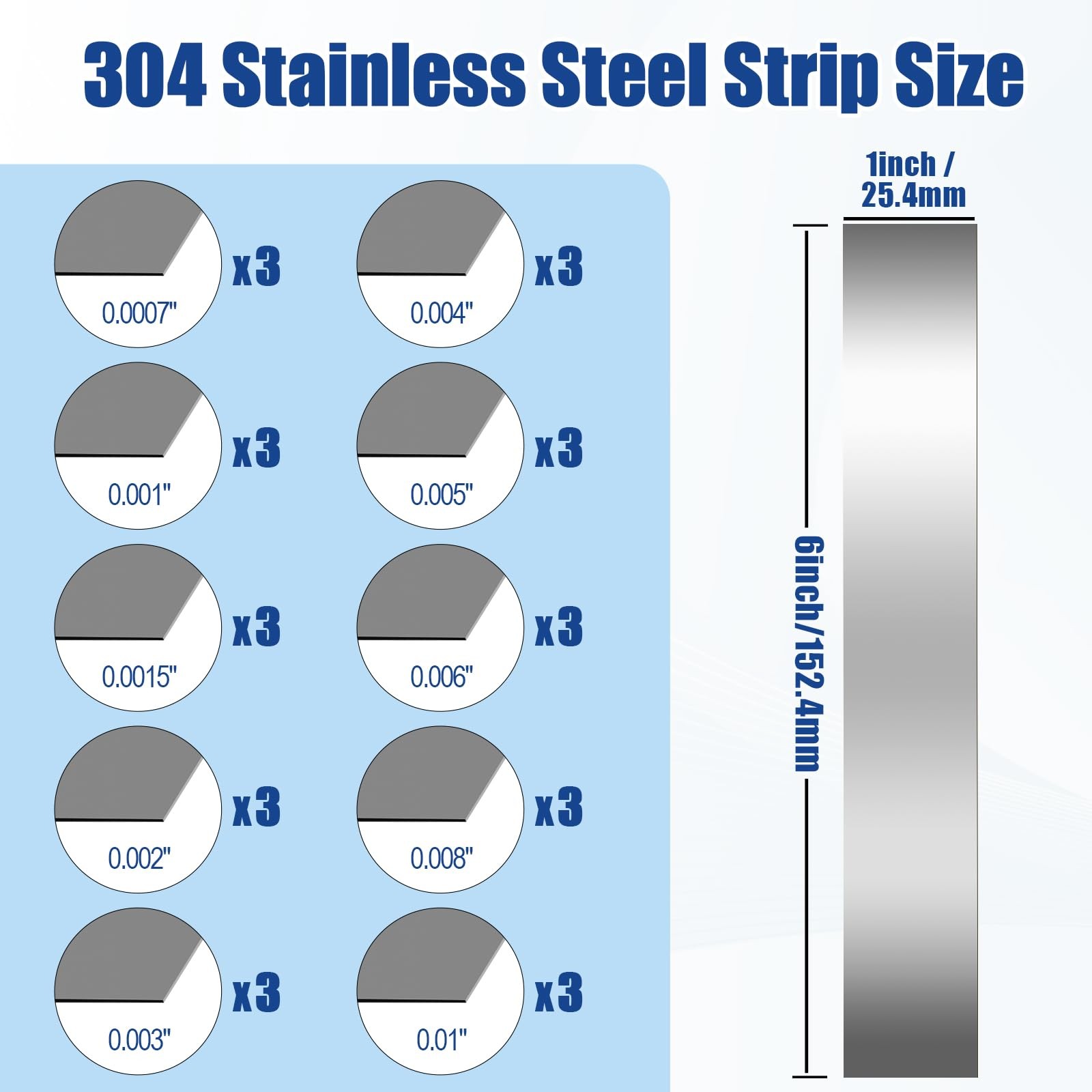 30 Pieces Shim Stock Assortment Metal 1″ Width x 6″ Length, Silver