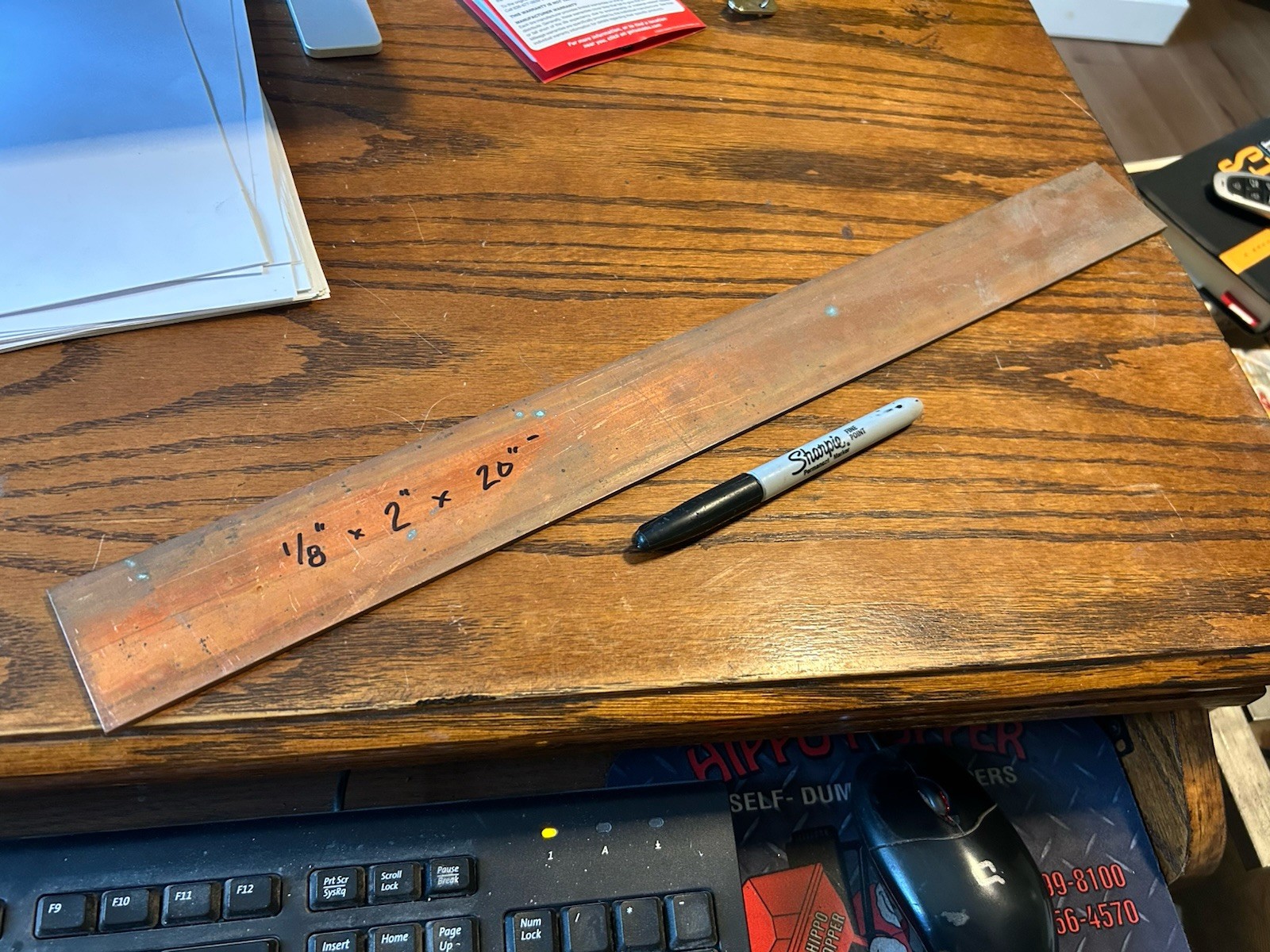 1/8″ x 2″ x 20″ copper Flat Bar