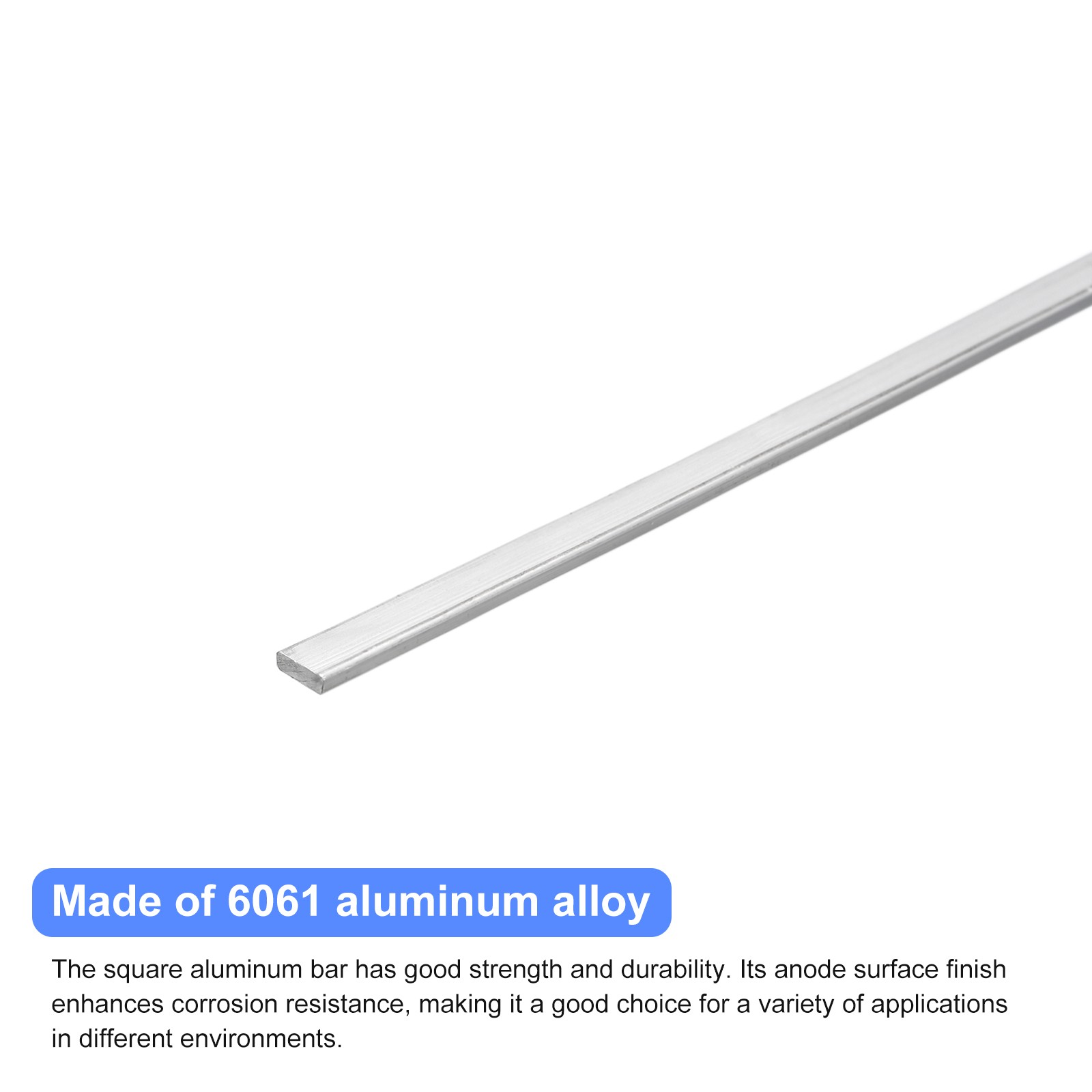 2pcs Square Aluminum Bar 1/8″ Thick 0.4″ Width 12″ Length