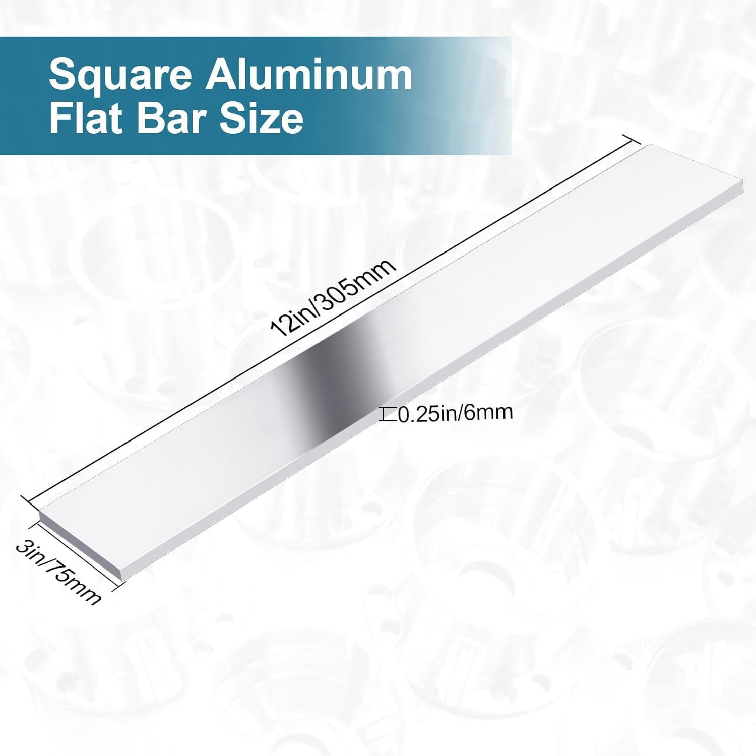 6061 Aluminum Flat Square Bar 1/4x3x12 Inch 6x75x305mm T6511 Solid 2 PCS
