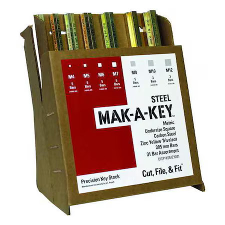 Mak-A-Key Disp-Ksmzy031-Ov Oversized Key Stock Assortment, Square End, Steel