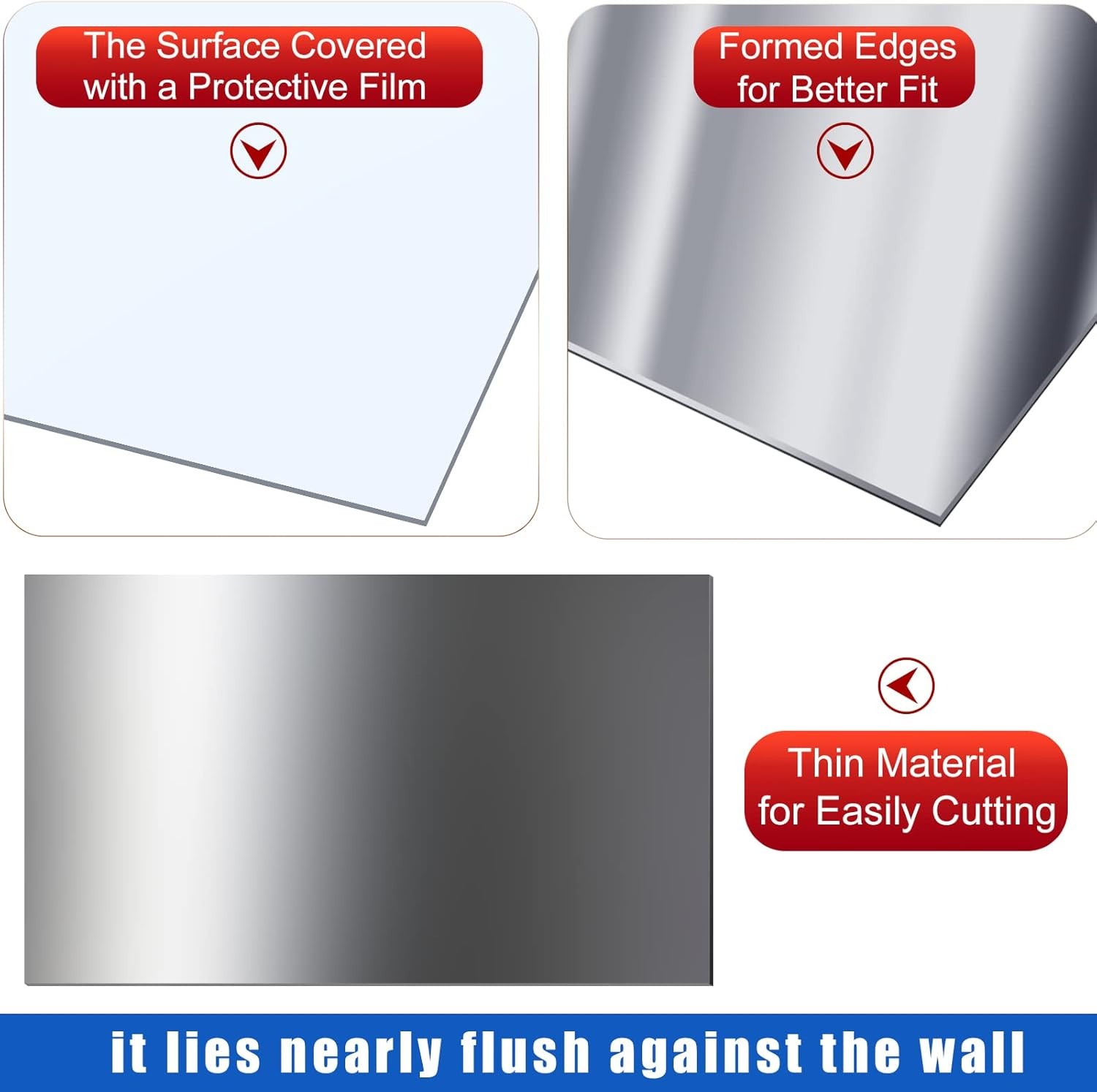 Funrous 2 Pcs 304 Stainless Steel Sheet,12 x 6 x 12 x 6 x 0.018 Inch, clear
