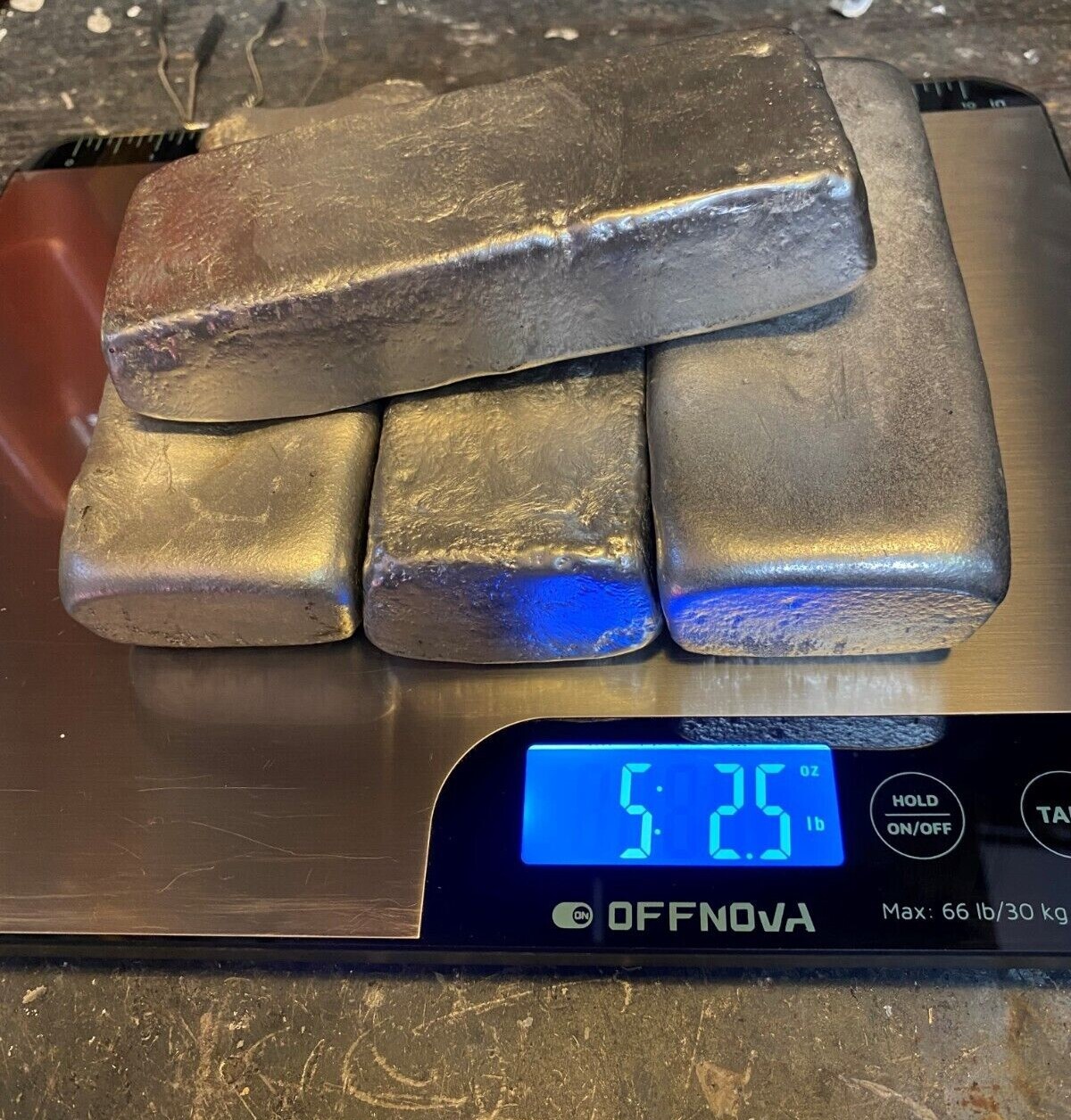 Aluminum Ingots for casting, 5.2 LB, 6061-T6 grade.
