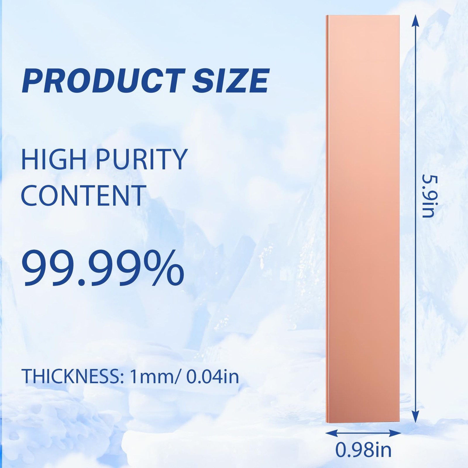 10 Pcs 99.99% Pure Copper Anode Strip 5.9 x0.98 x0.04 Copper Plate Sheet for