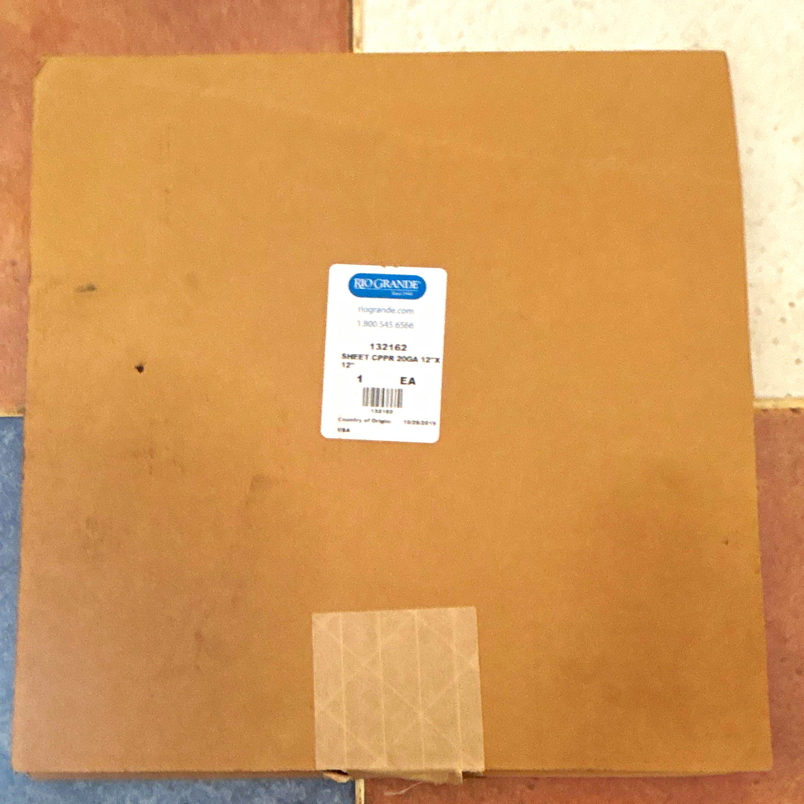 Rio Grande Copper Sheet 20 Ga 12 in x 12 in Flat Stock, MPN 132162