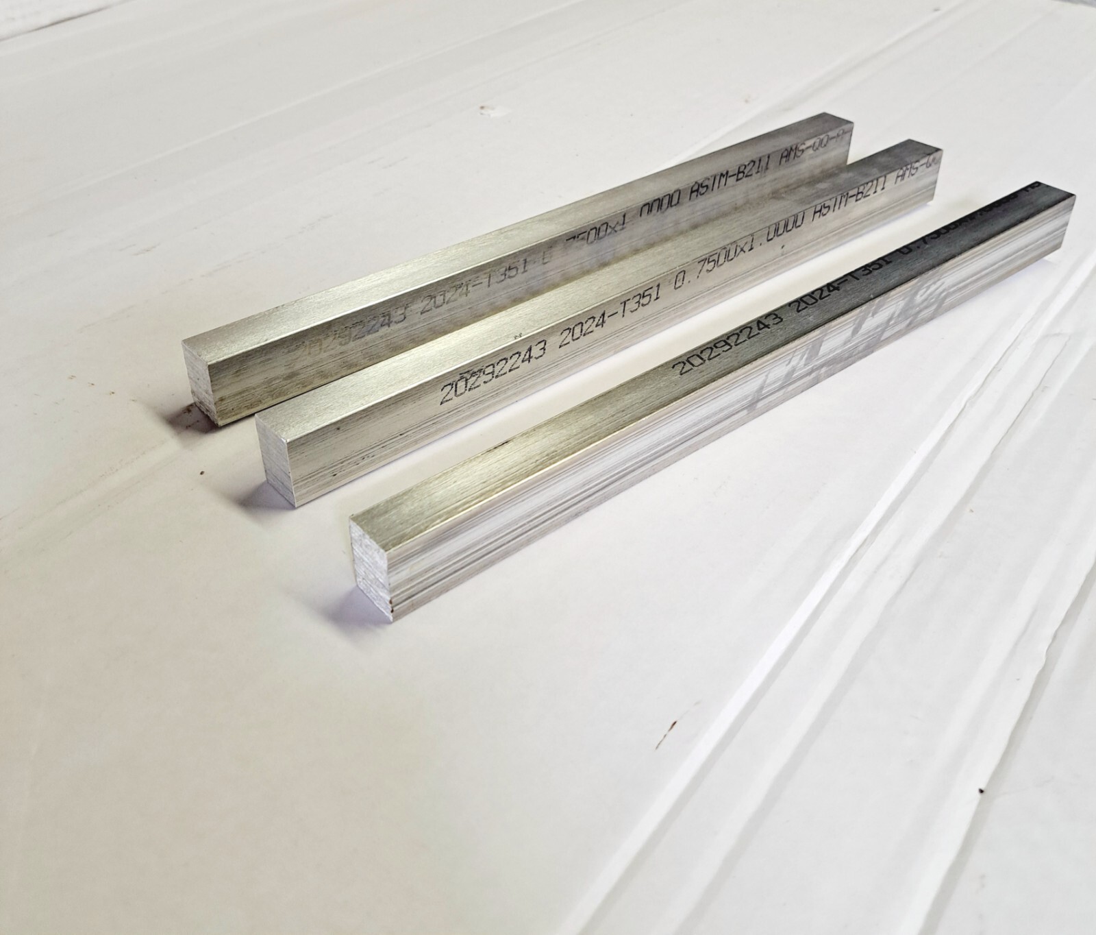 (3) Pieces 1″ x 3/4″ x 13 3/8″ 2024 T-351 Aluminum Mill Stock Kaiser-Tennalum