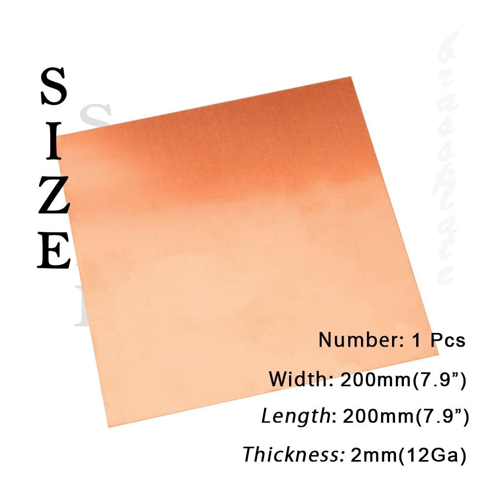 Pure Copper Sheet 12 Gauge 7.9″x7.9″ Crafts Jewelry Repairs