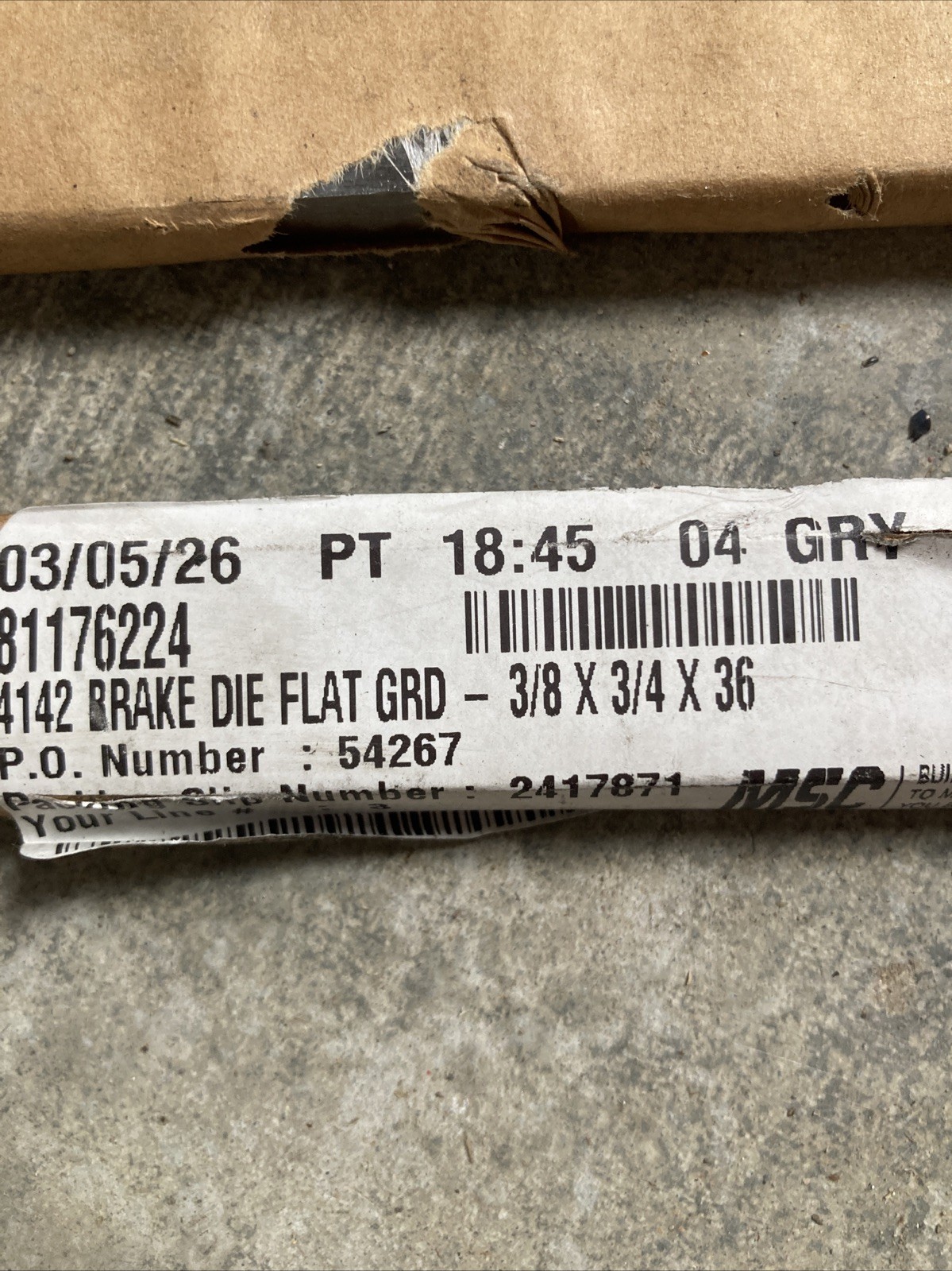 2 Pack – 3/8 X 3/4 X 36″ 4142 Heat Treated Flat Ground Stock / MSC Industrial