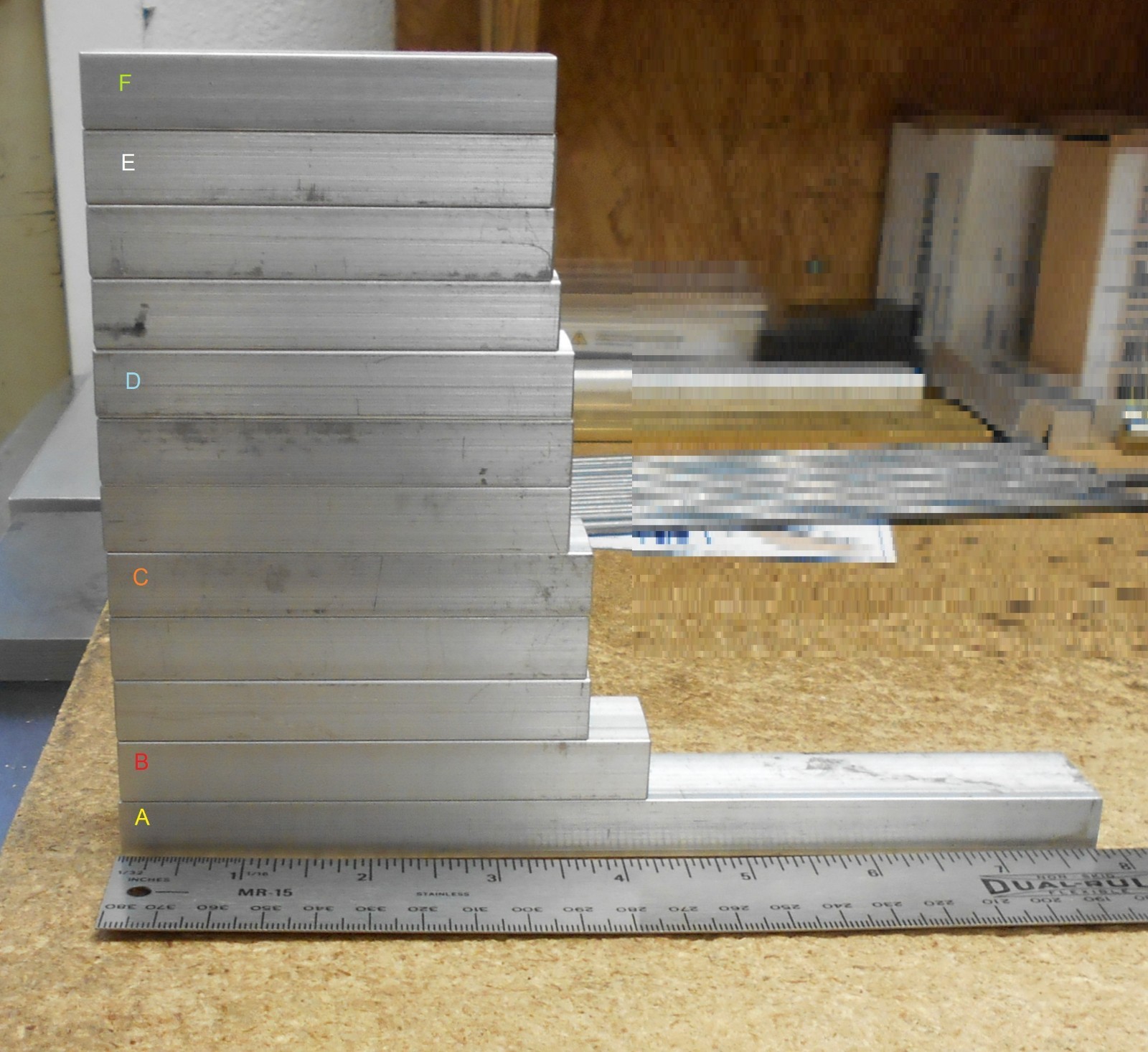TWELVE (12) pcs Aluminum 6061 Bar stock 1/2 x 1″ x Lngth 3-1/8 to 3-5/8″-CUTOFFS