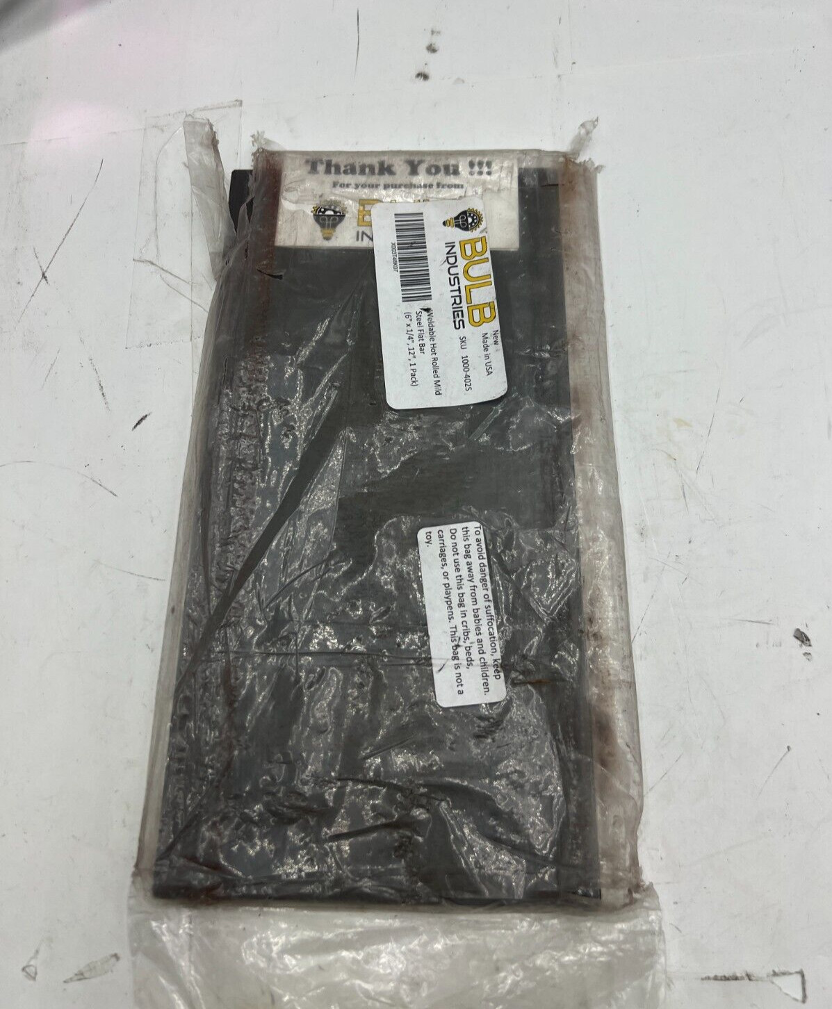 BULB Industries Weldable Hot Rolled Mild Steel Flat Bar 6″x 1/4″x 12″ 1000-402S