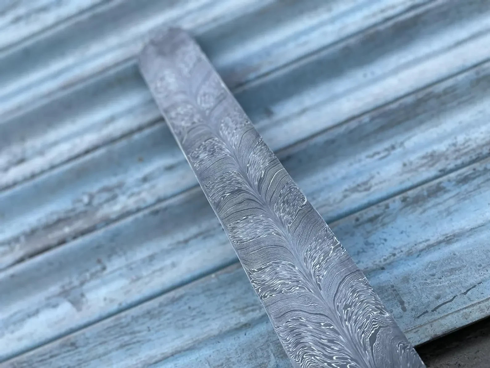 Feather Pattern Damascus Steel billet Blank hand Forged Knife Making Forged