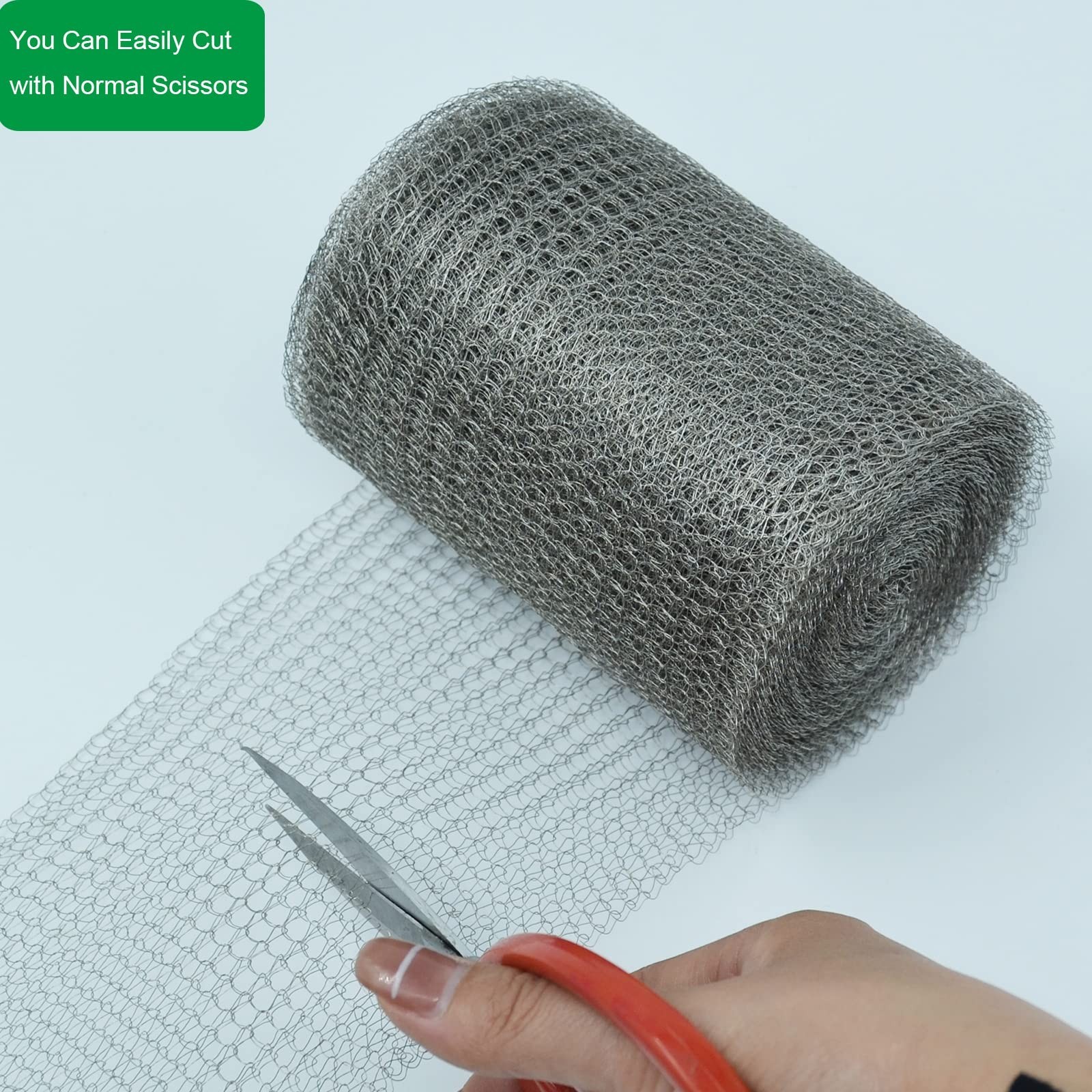 5″ x 50FT Stainless Steel Wire Mesh Roll, Flexible Gap Blocker for Garden & DIY