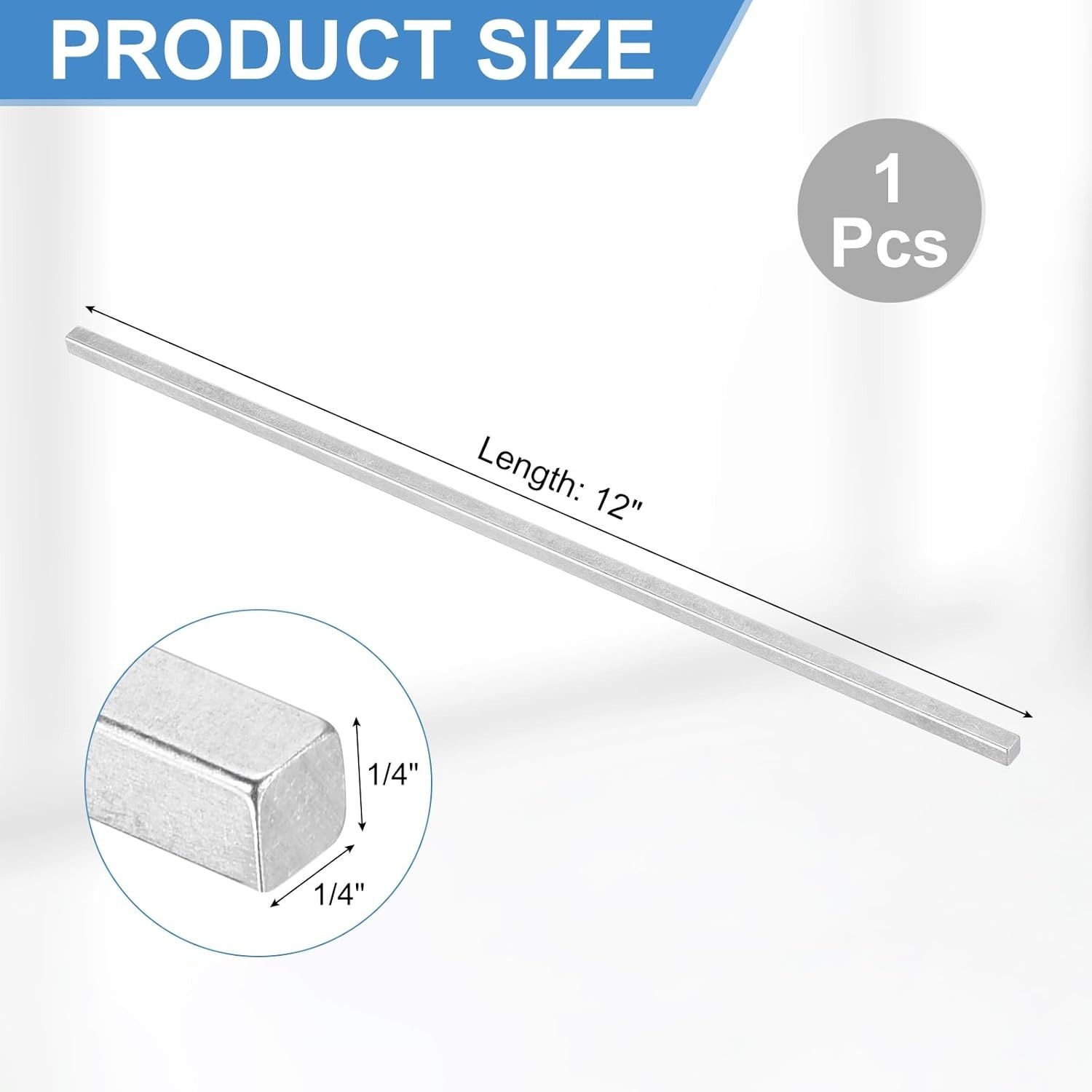 Square Steel Key Stock, 1/4″ x 1/4″ x 12″ Cold-Drawn Steel Bars Precision Key…