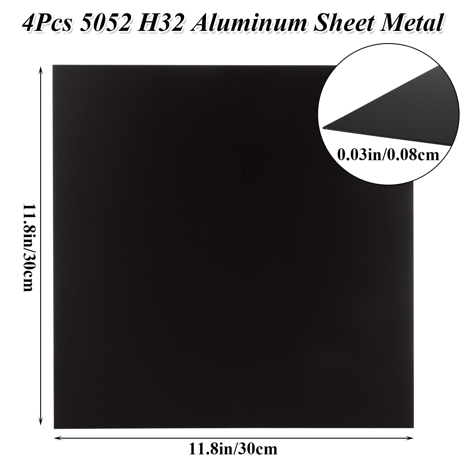 4 PCS 12x12x1mm Black Anodized Aluminum Sheet Flat Metal Plate Laser Engraving