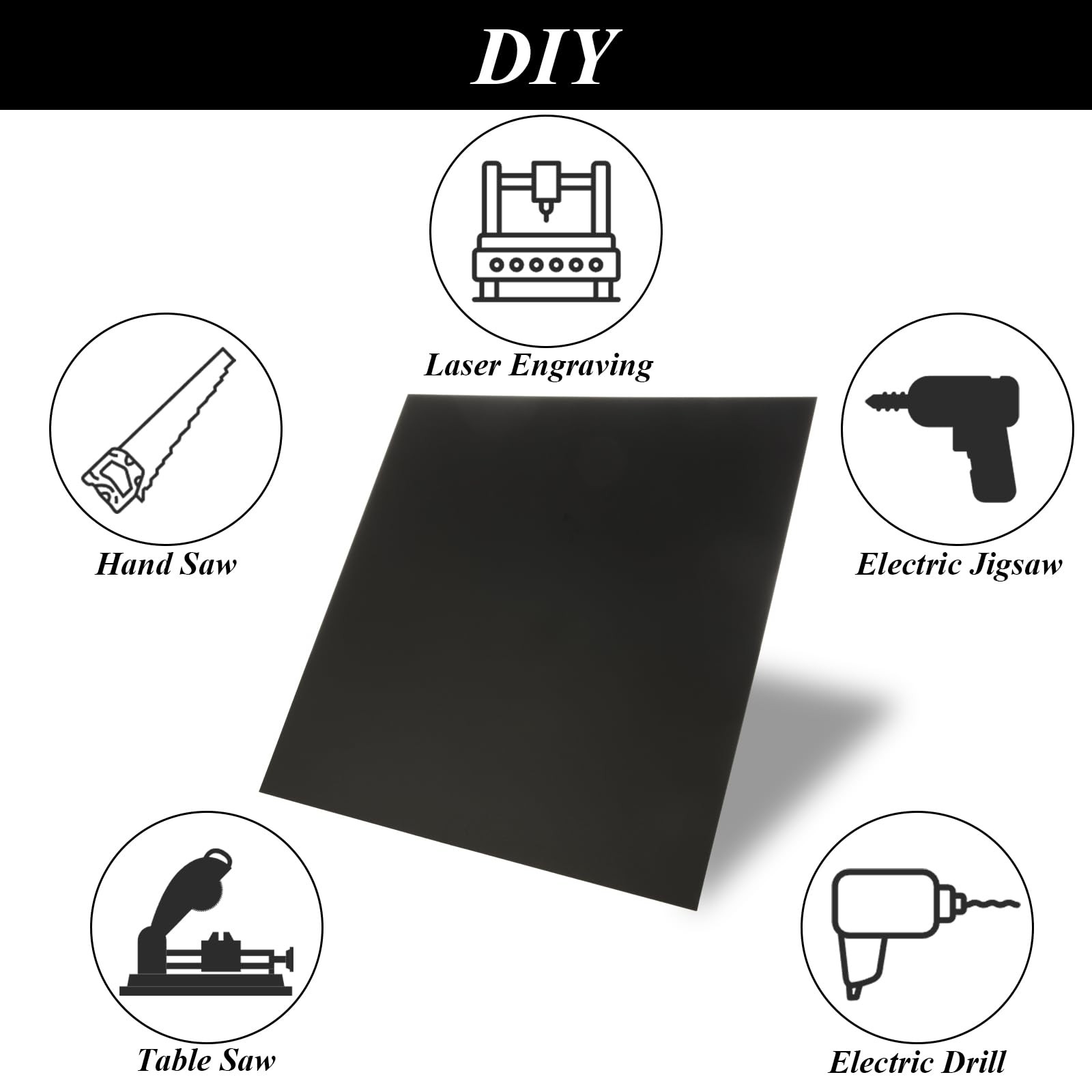 4 PCS 12x12x1mm Black Anodized Aluminum Sheet Flat Metal Plate Laser Engraving