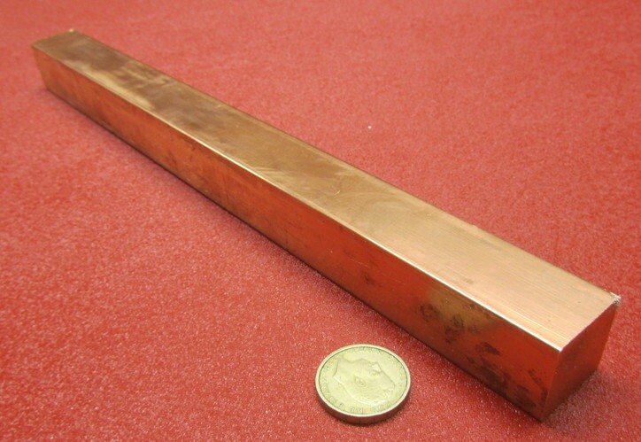 110 Copper Square Bar H02, 1.0″ Thick x 1.0″ Wide x 1 Ft Length