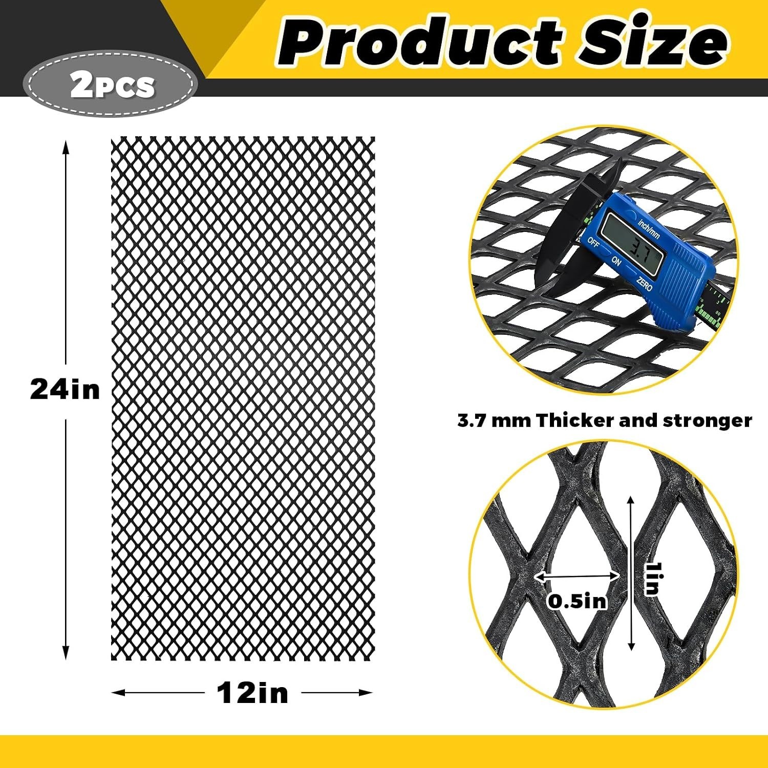 9 Gauge Expanded Steel Mesh Sheet for BBQ & DIY, 2 Pieces – 24 x 12 Inches