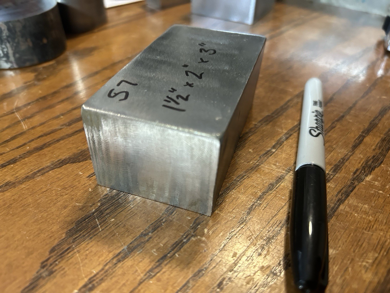S7 Tool Steel, 1-1/2″ x 2″ x 3″, Flat Bar, Machine Stock