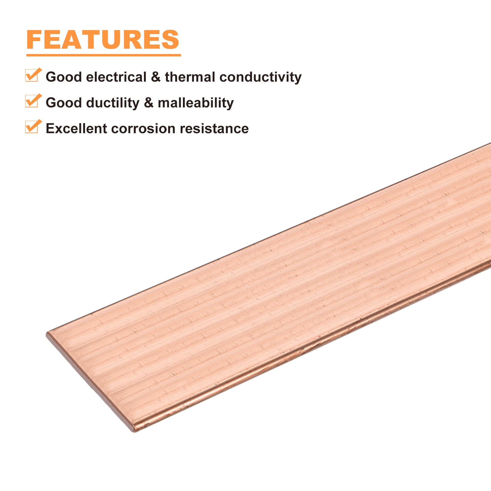 Copper Flat Bar 1/16″ Thickness x 2″ Width x 6″ Length Copper Bar Stock