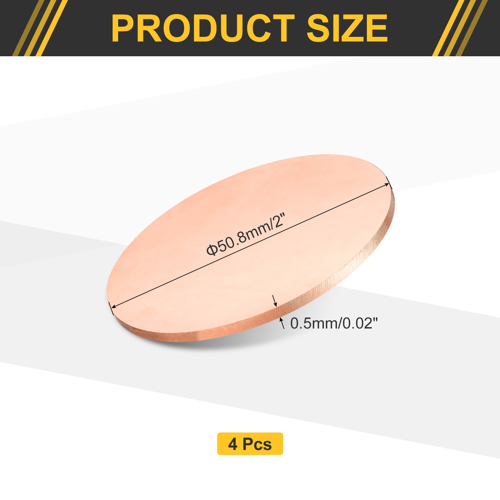 4Pcs Copper Round Plate, 0.02″ Thick 2″ Dia C1100 Pure Copper Sheet