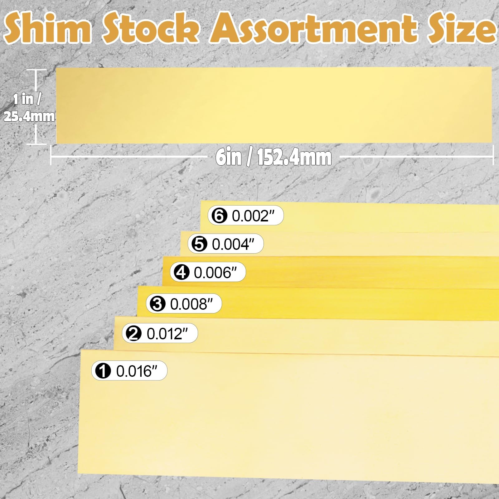 6 Pcs 6″x1″ Brass Strip Brass Shim Stock Assortment Kit Metal Shims Brass Sheet