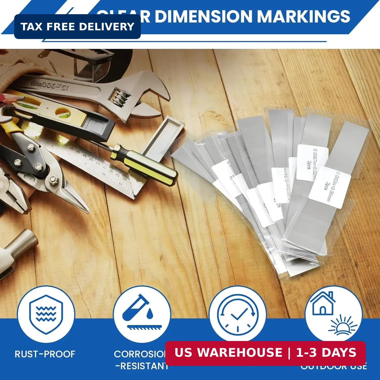 20 Pcs 304 Stainless Steel Shim Stock Assortment, 1″ W x 6″ L, 10 Sizes (0.0007″