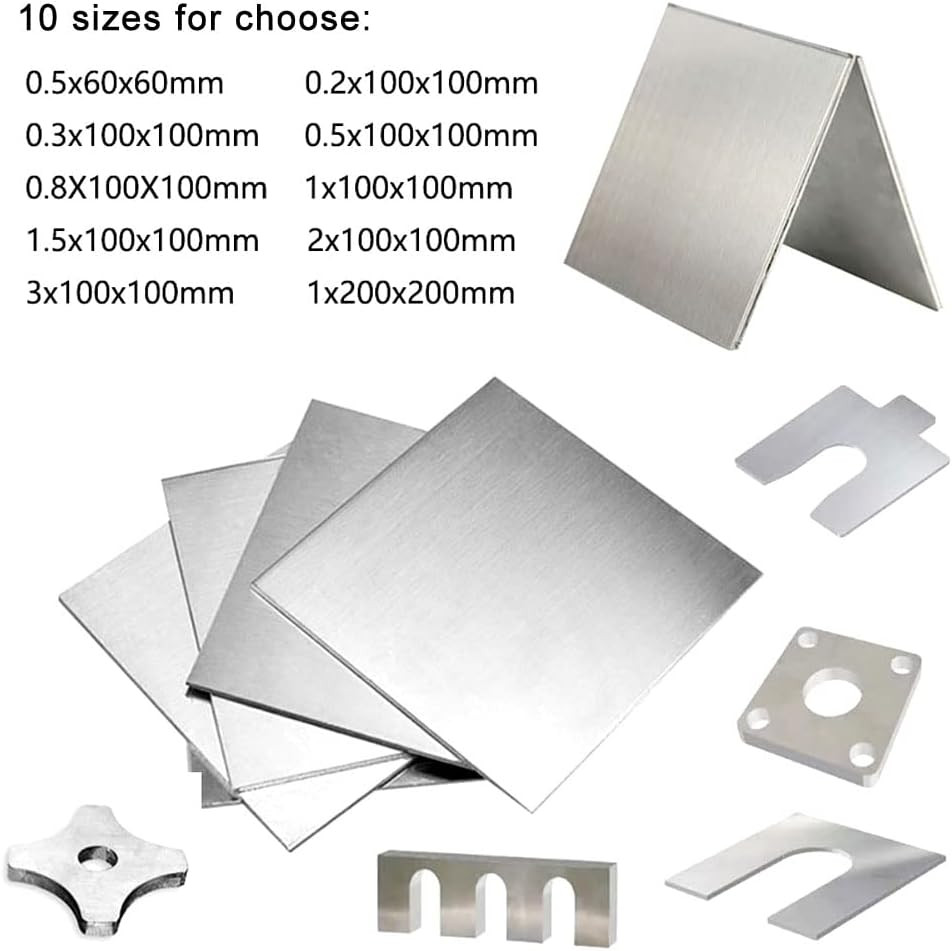 304 Stainless Steel Sheet, Metal Sheet for Crafting, Brushed Finish Flat Sheets