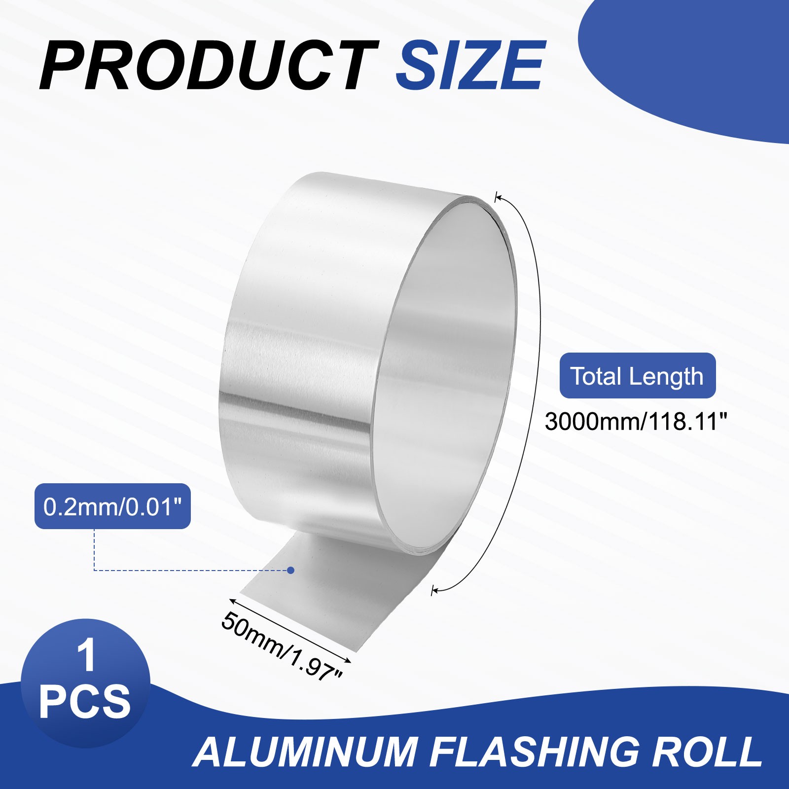 Aluminum Flashing Roll, 3000mm x 50mm x 0.2mm 1060 Aluminum Metal Roll