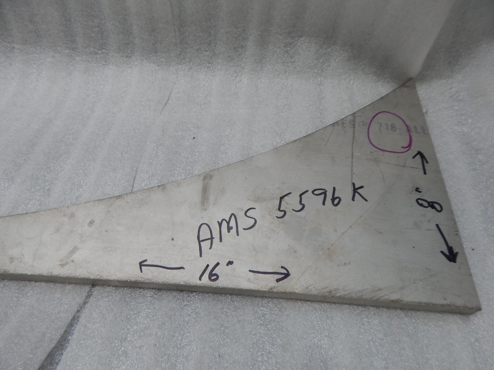 INCONEL 718 8 X 16 X .5 Triangle .525 actual High temp alloy see pics