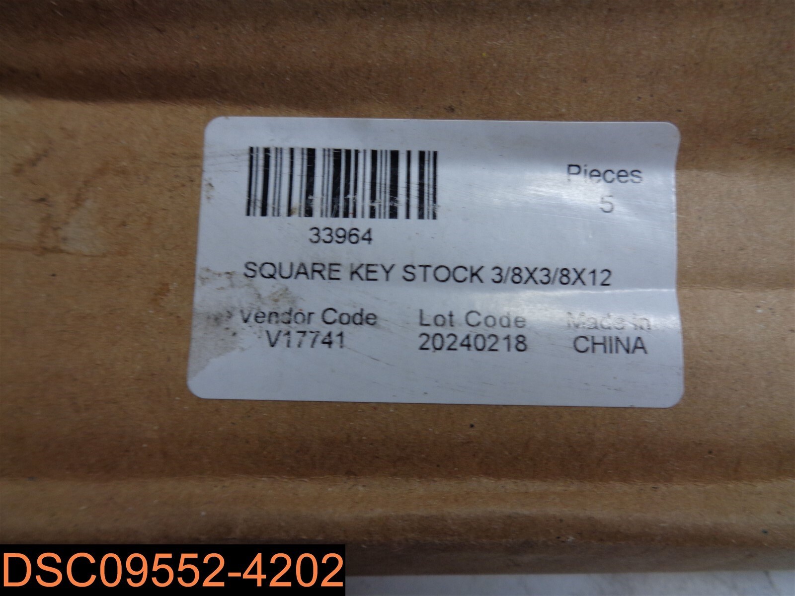 Qty =5: Square Key Stock 3/8″ X 3/8″ X 12″ 33964, V17741, 20240218