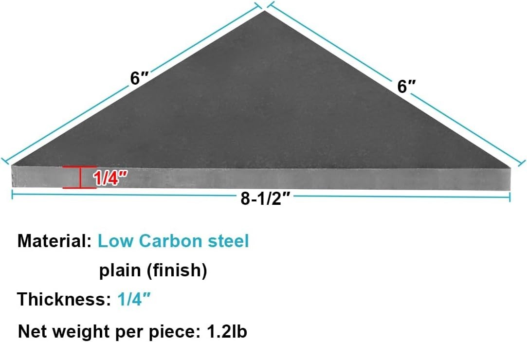 Versatile 4 Count Weld On Triangle Gusset Plates – 6″ x 6″ x 1/4″ | Plain Finish